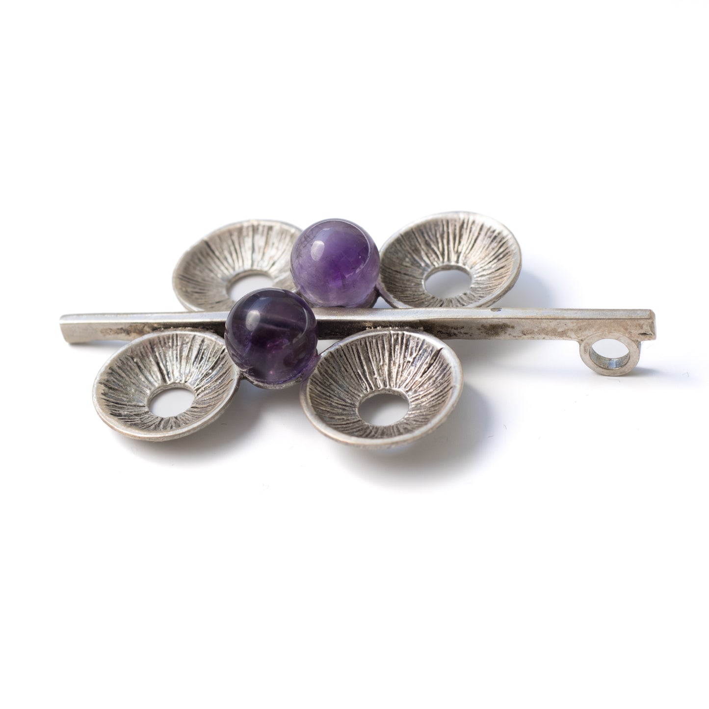 Theodor Fahrner Vintage Brutalist Silver Pendant with Amethyst Spheres