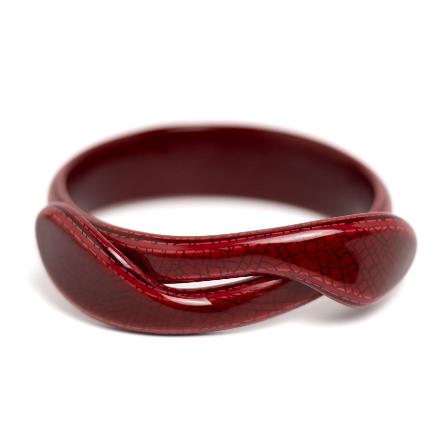 Lea Stein Paris Vintage Wide Red Snake Bangle Bracelet