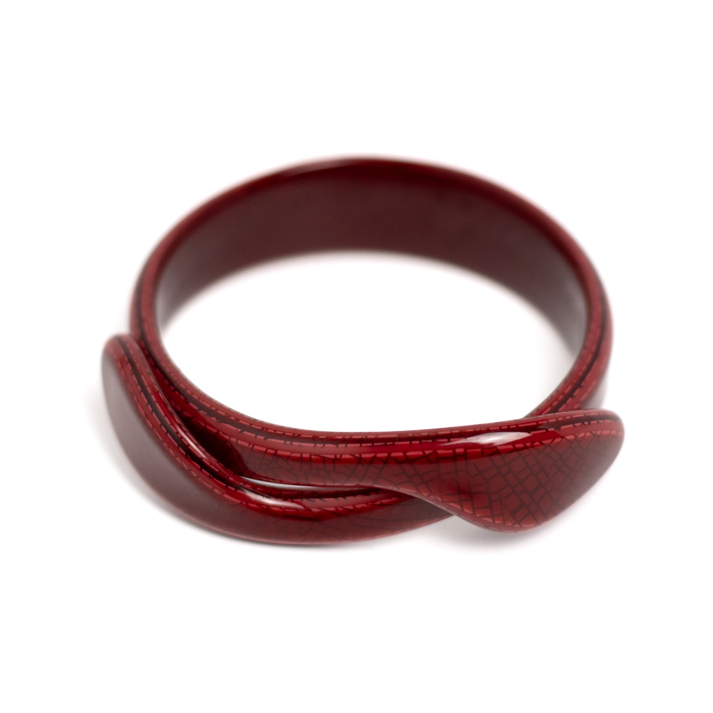 Lea Stein Paris Vintage Wide Red Snake Bangle Bracelet