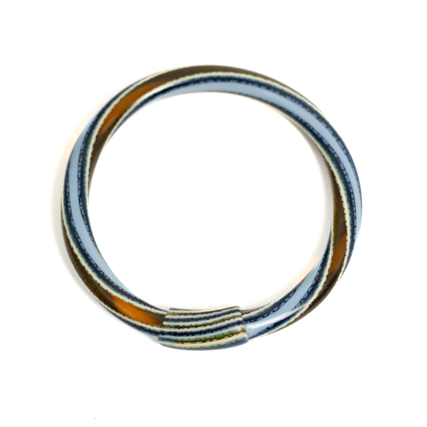 Lea Stein Blue and Brown Vintage Bangle Bracelet