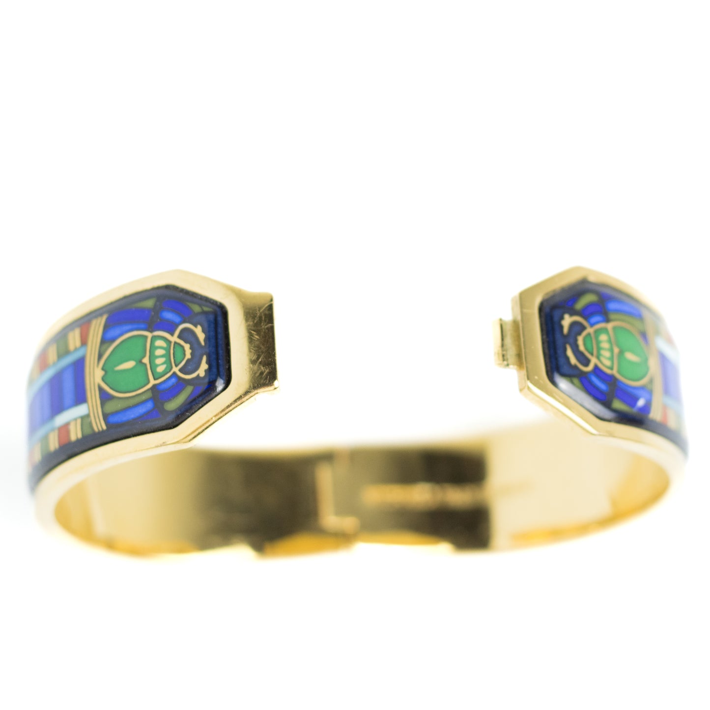 Michaela Frey Team Vintage Scarab Enamel Jewelry Set of Bangle and Clip-On Earrings
