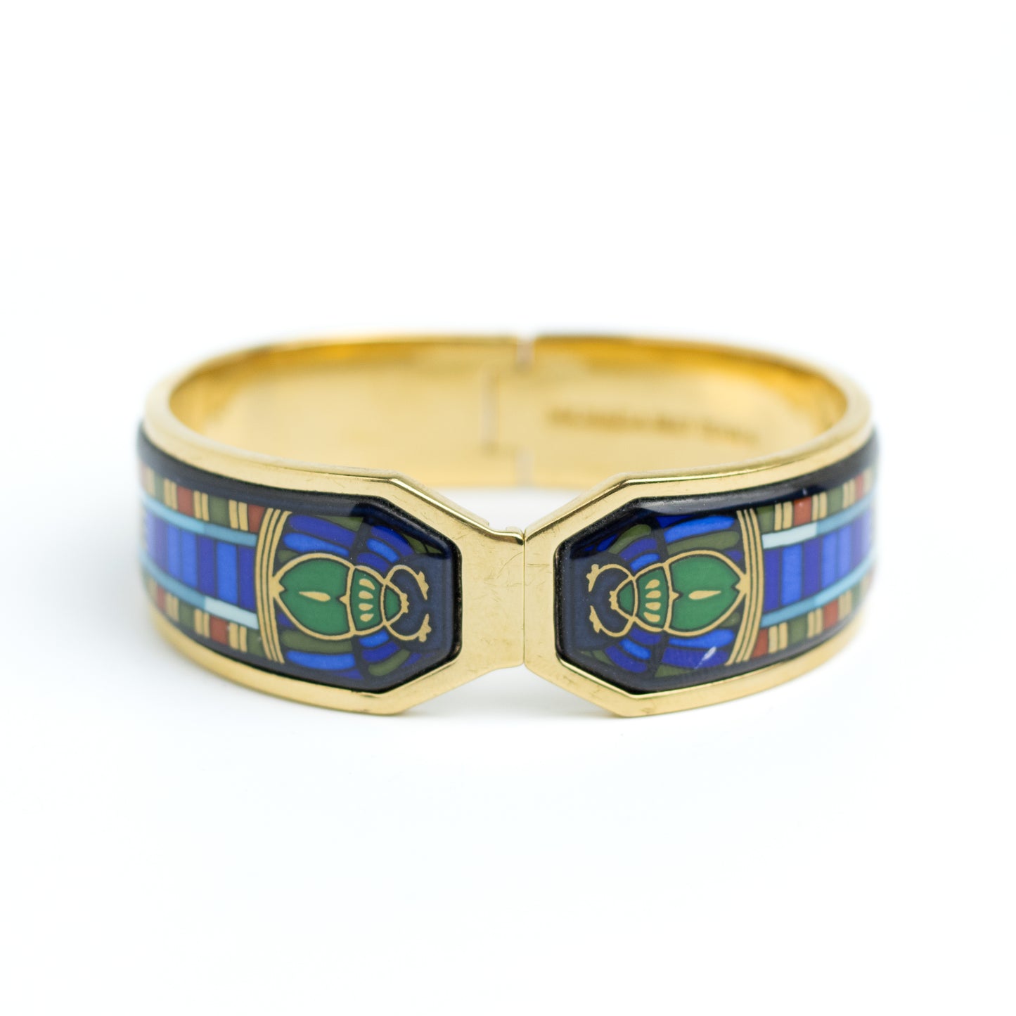 Michaela Frey Team Vintage Scarab Enamel Jewelry Set of Bangle and Clip-On Earrings