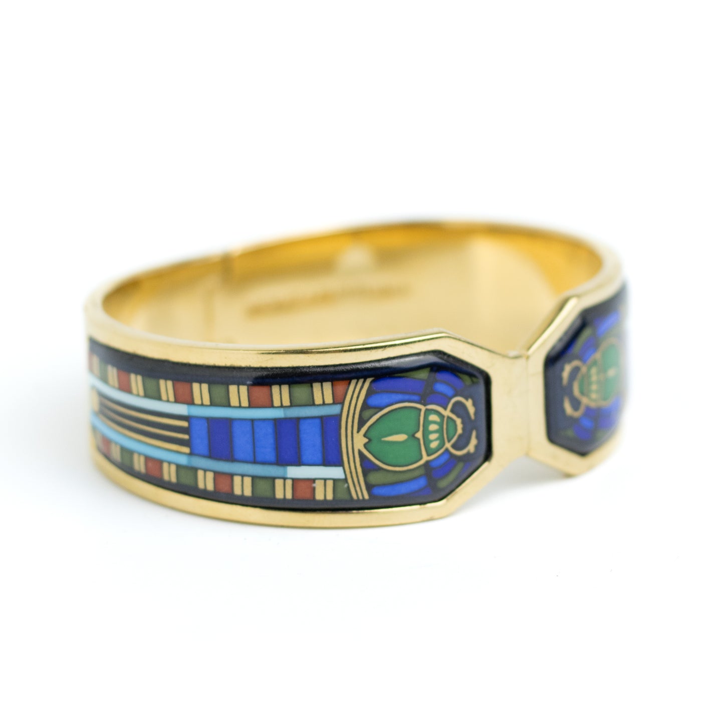 Michaela Frey Team Vintage Scarab Enamel Jewelry Set of Bangle and Clip-On Earrings