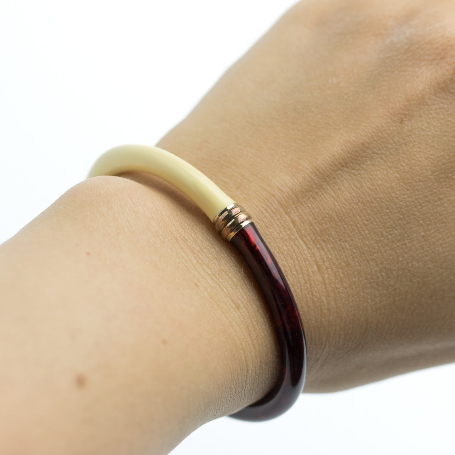 Flli Manegatti Vintage Italian Sterling Silver and Resin Hinge Bangle