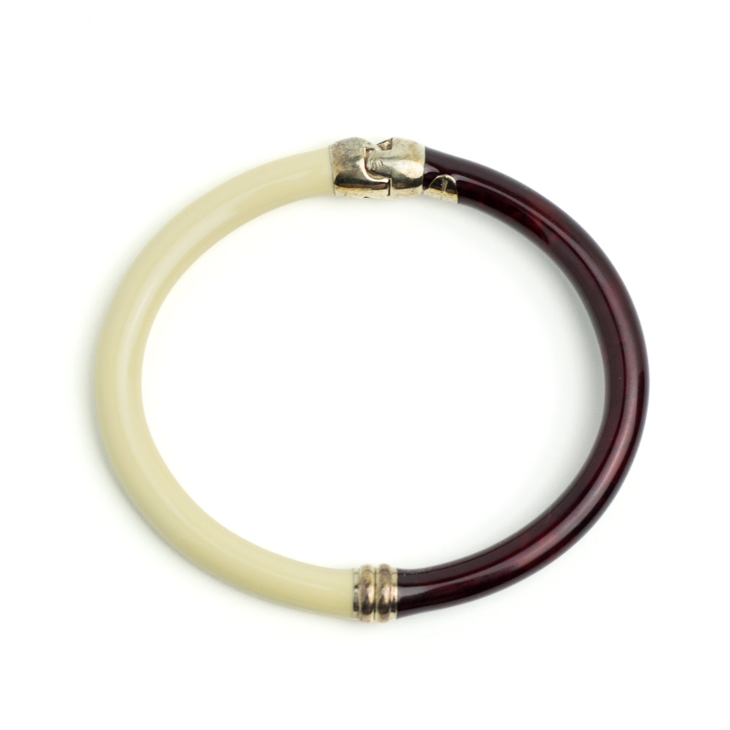 Flli Manegatti Vintage Italian Sterling Silver and Resin Hinge Bangle
