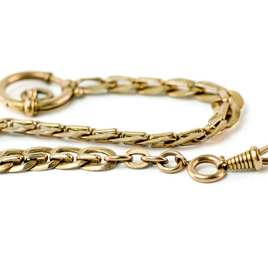 Antique A.D. Am Double Watch Chain With Spring Ring Clasp
