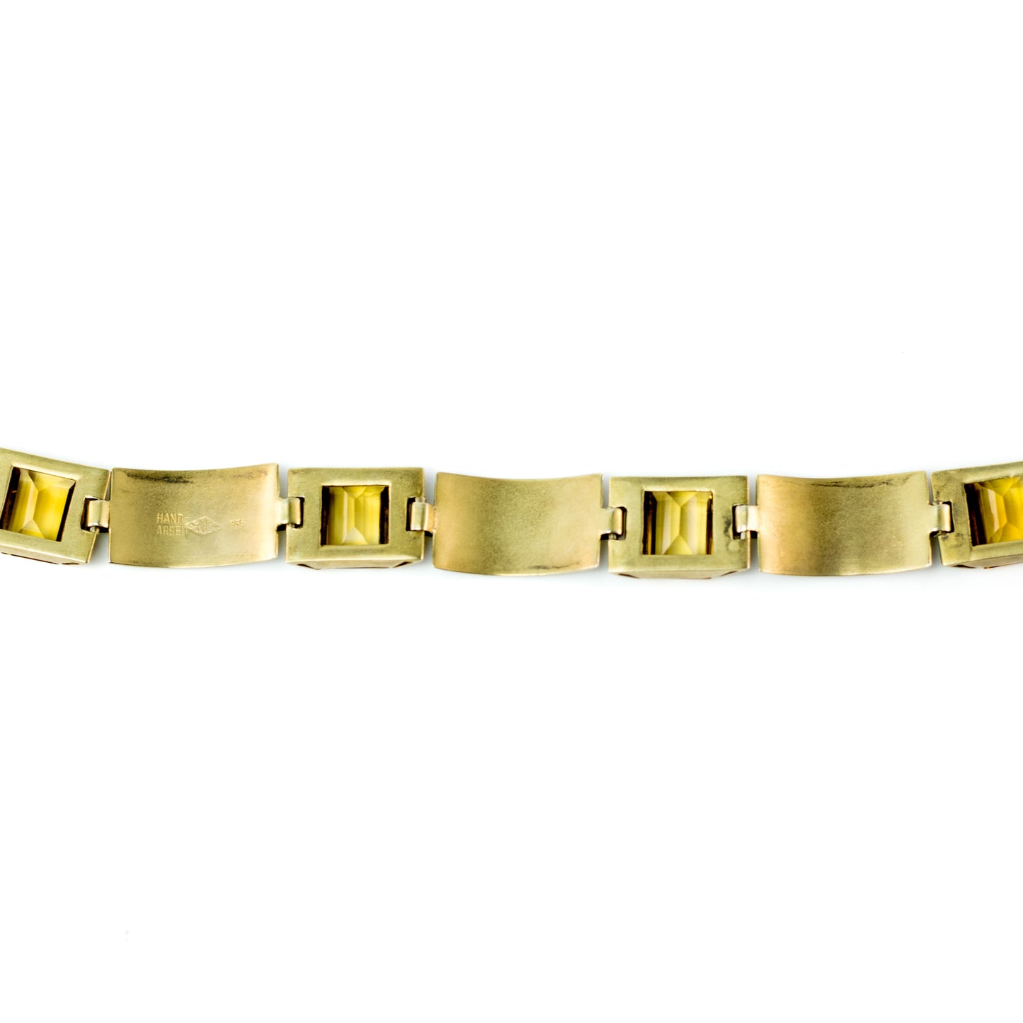 Art Deco Vermeil Citrine Panel Bracelet, 835 Silver