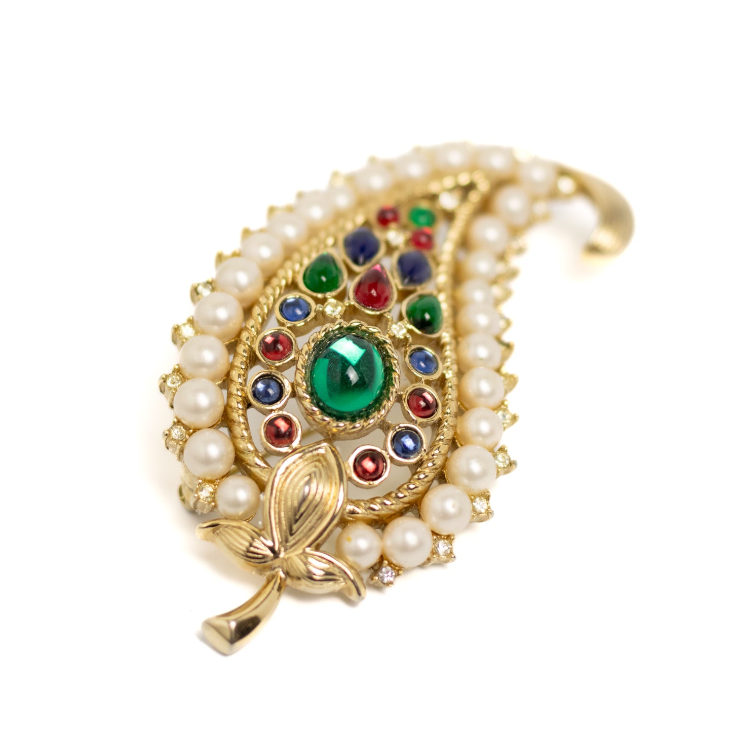 Crown Trifari Alfred Philippe 1956 Moghul Paisley Leaf Brooch