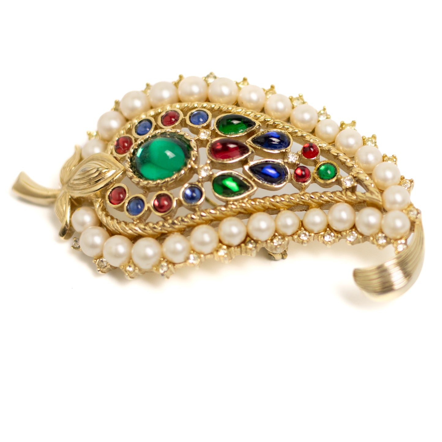 Crown Trifari Alfred Philippe 1956 Moghul Paisley Leaf Brooch