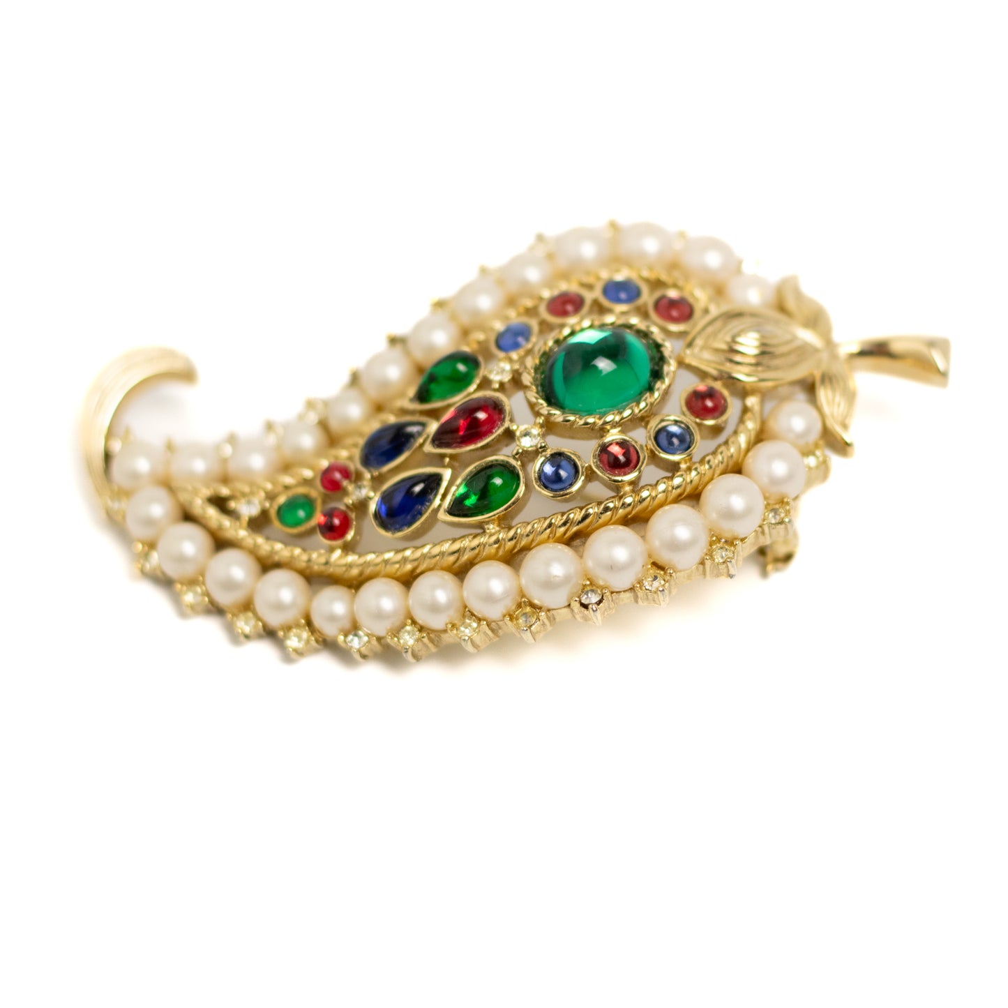 Crown Trifari Alfred Philippe 1956 Moghul Paisley Leaf Brooch