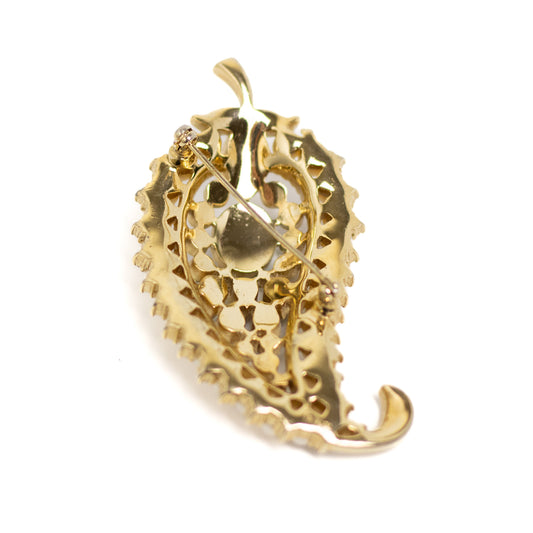 Crown Trifari Alfred Philippe 1956 Moghul Paisley Leaf Brooch