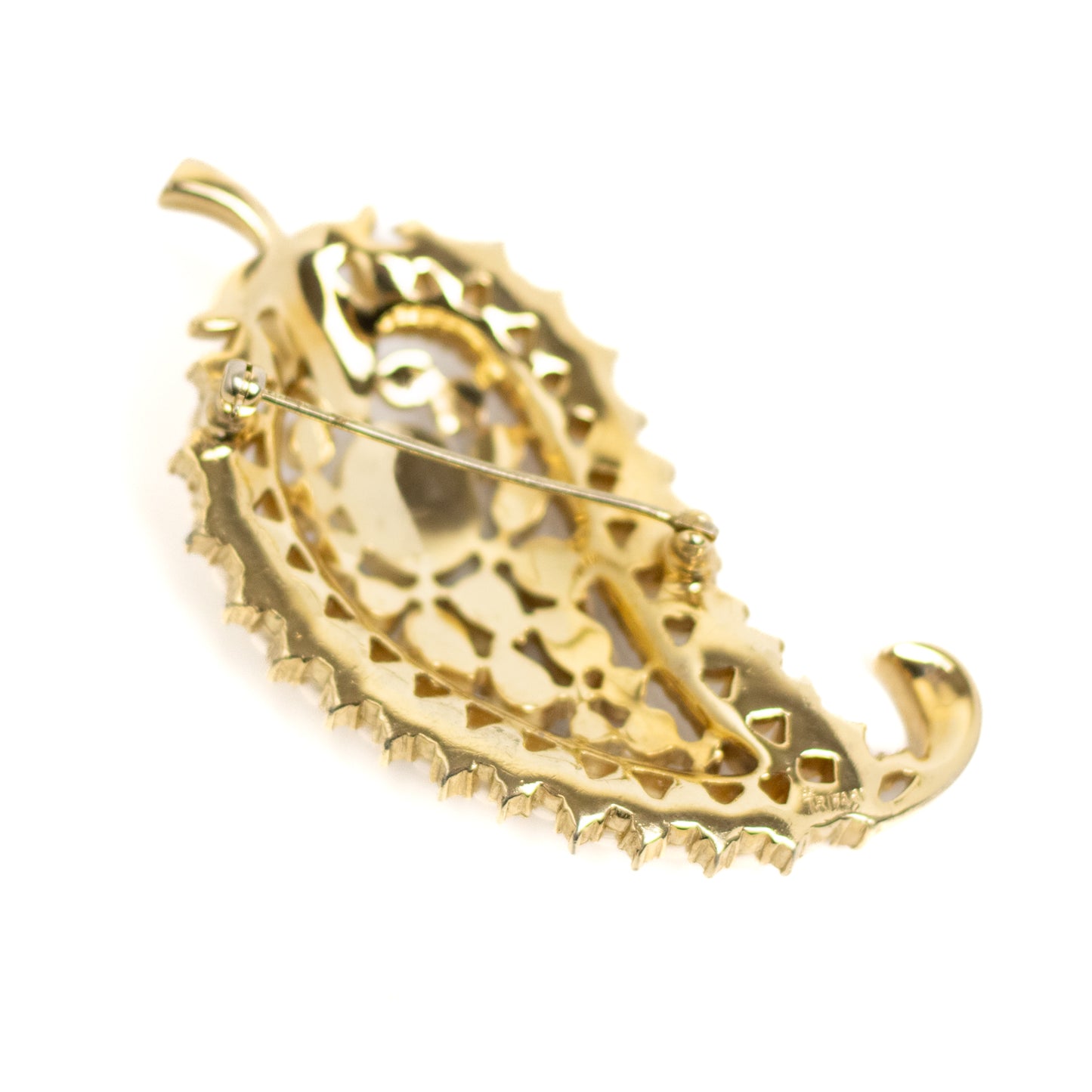Crown Trifari Alfred Philippe 1956 Moghul Paisley Leaf Brooch