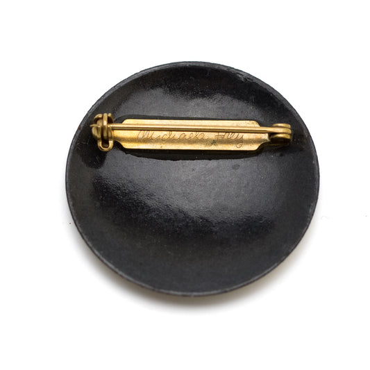 Michaela Frey Vintage Enamel Brooch with Gold Floral Motif