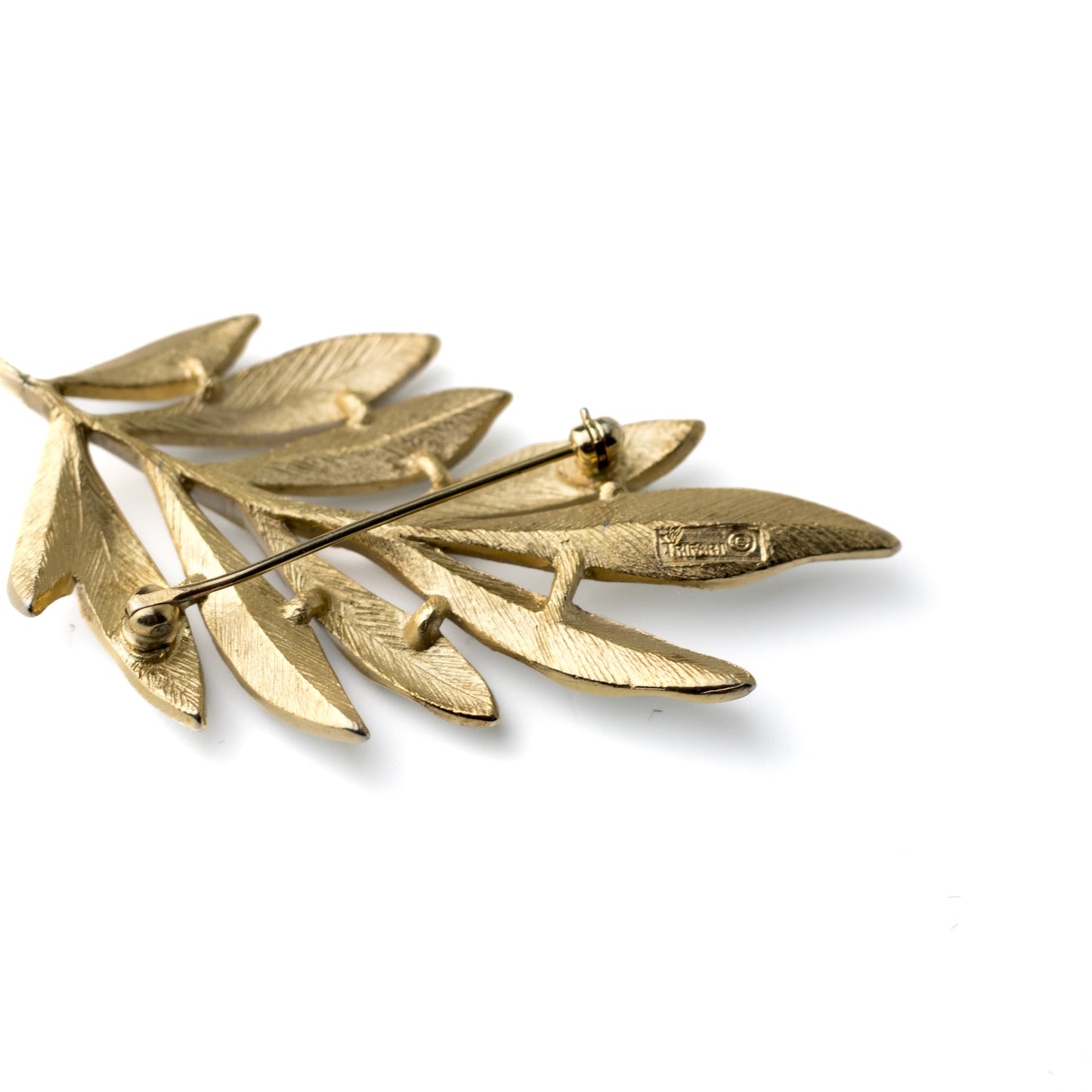 Crown Trifari White Enamel Leaf Vintage Brooch