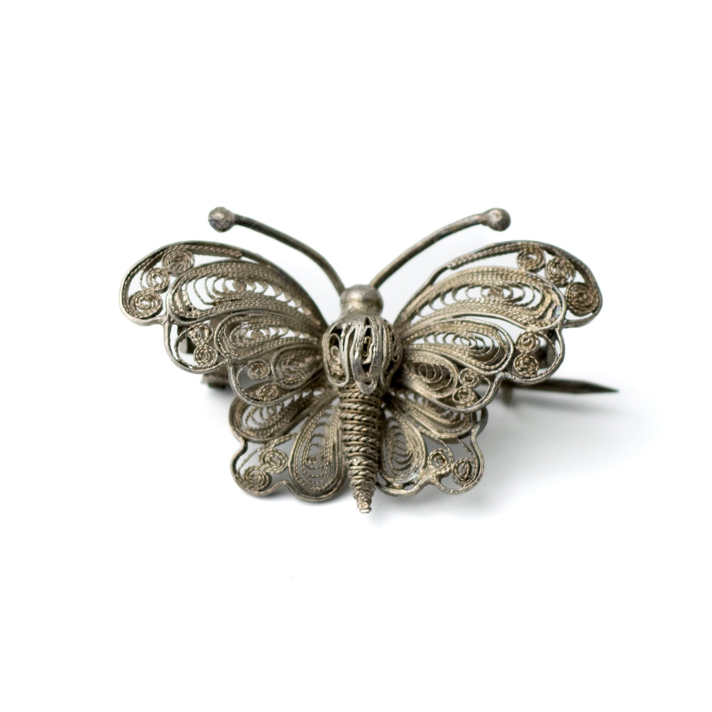 Silver Filigree Butterfly Pin