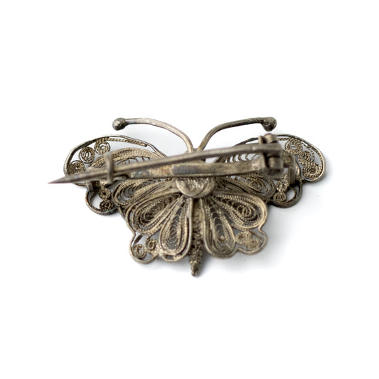 Silver Filigree Butterfly Pin