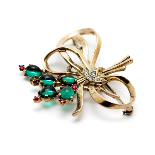 Crown Trifari by Alfred Philippe 1940s Sterling Bow Brooch