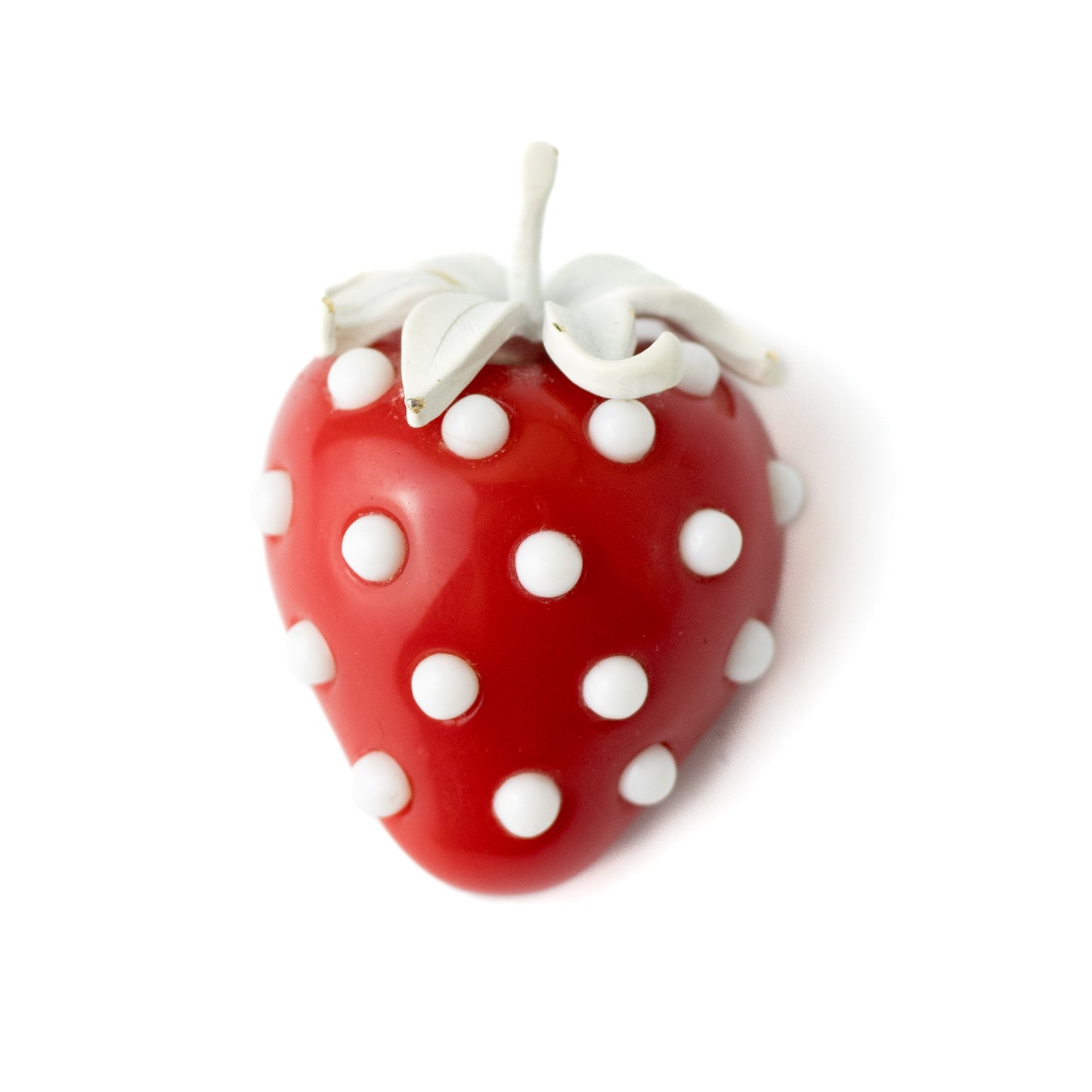 Crown Trifari Strawberry Pin in Red and White