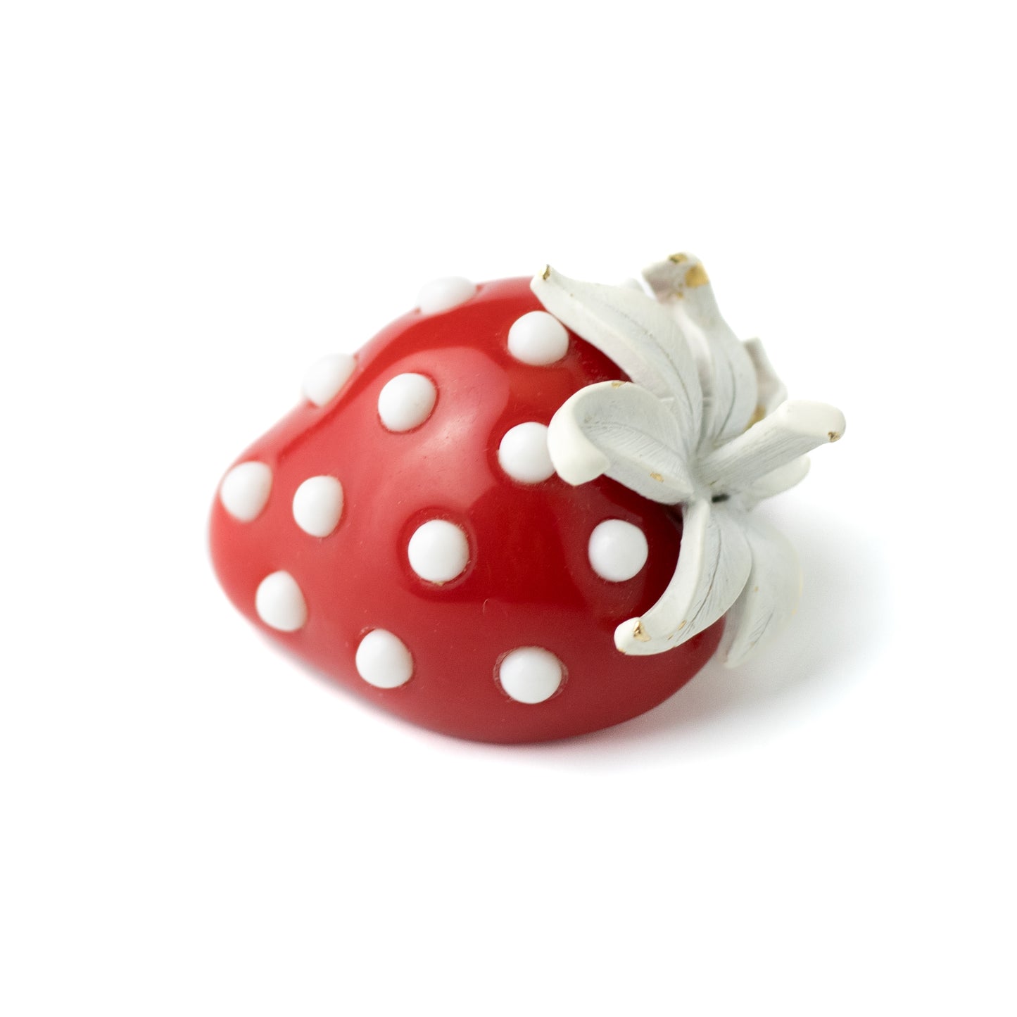 Crown Trifari Strawberry Pin in Red and White
