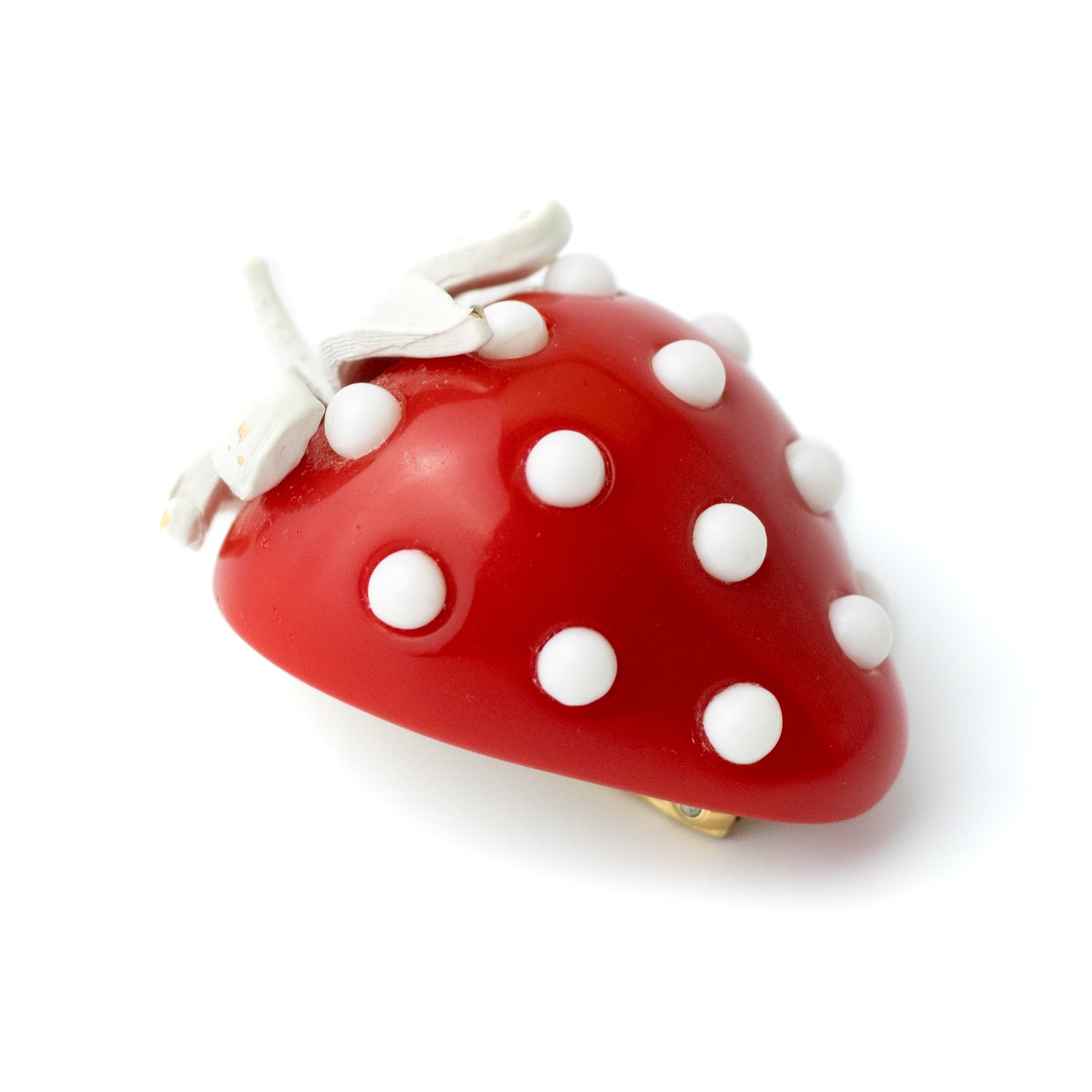 Crown Trifari Strawberry Pin in Red and White