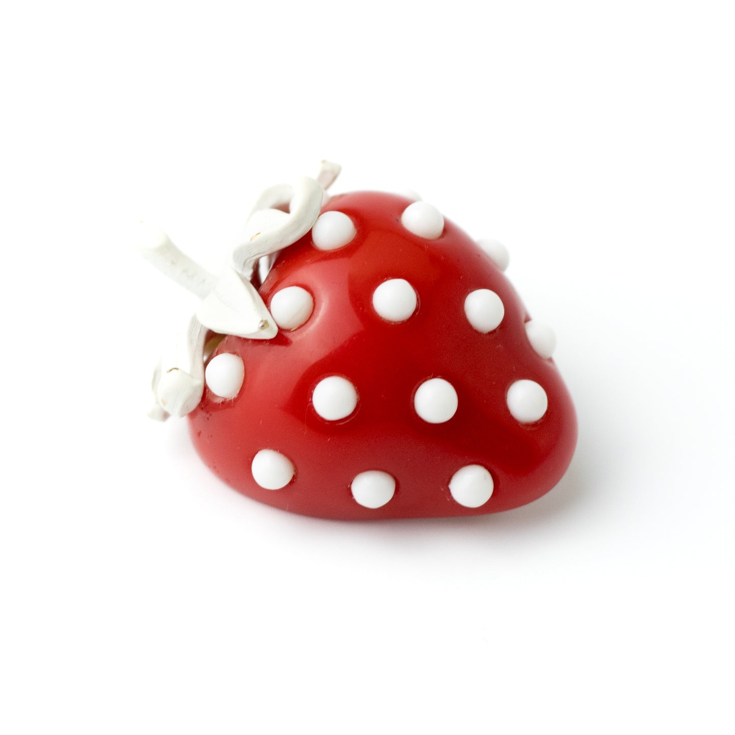 Crown Trifari Strawberry Pin in Red and White