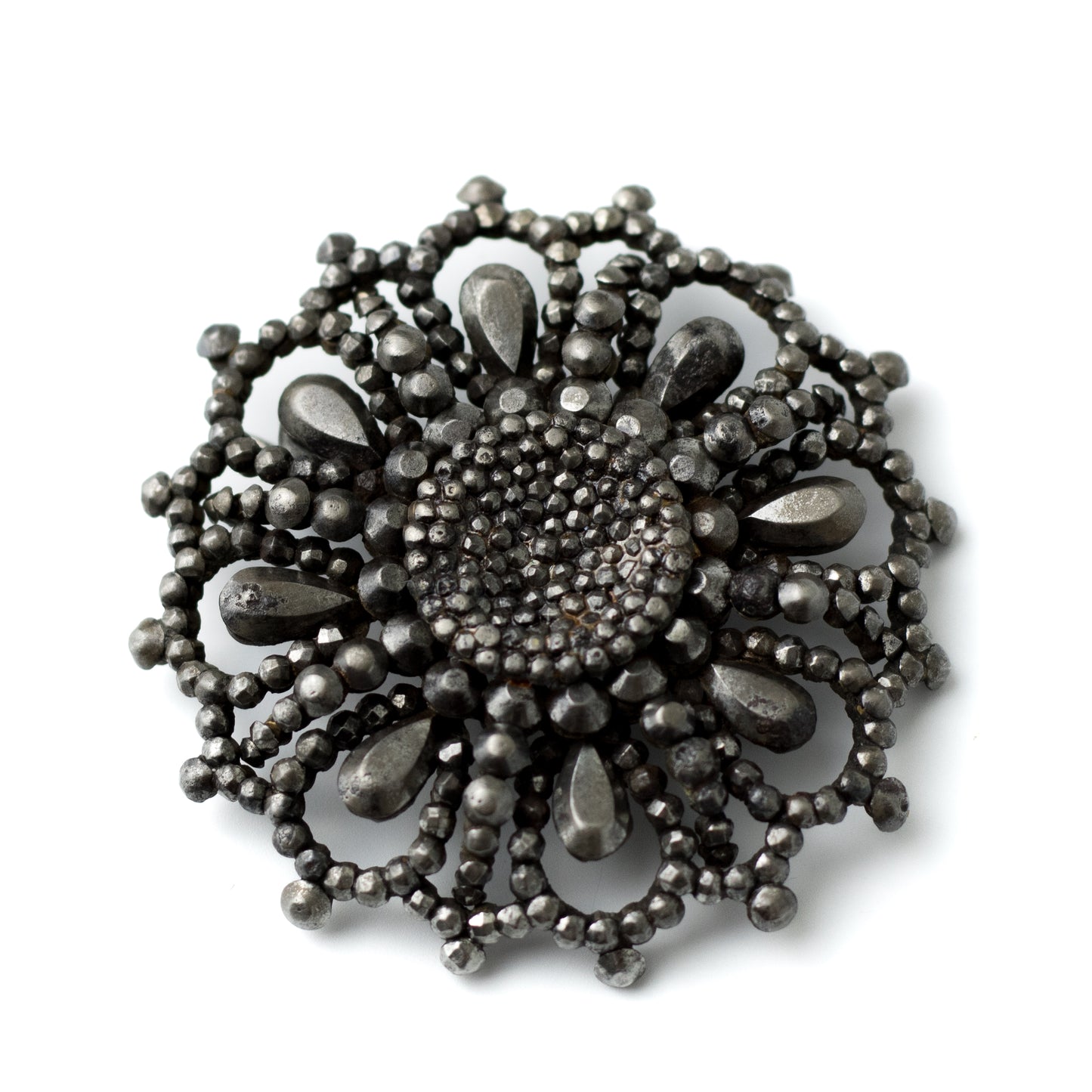 Victorian Cut Steel Brooch with Rotating Center