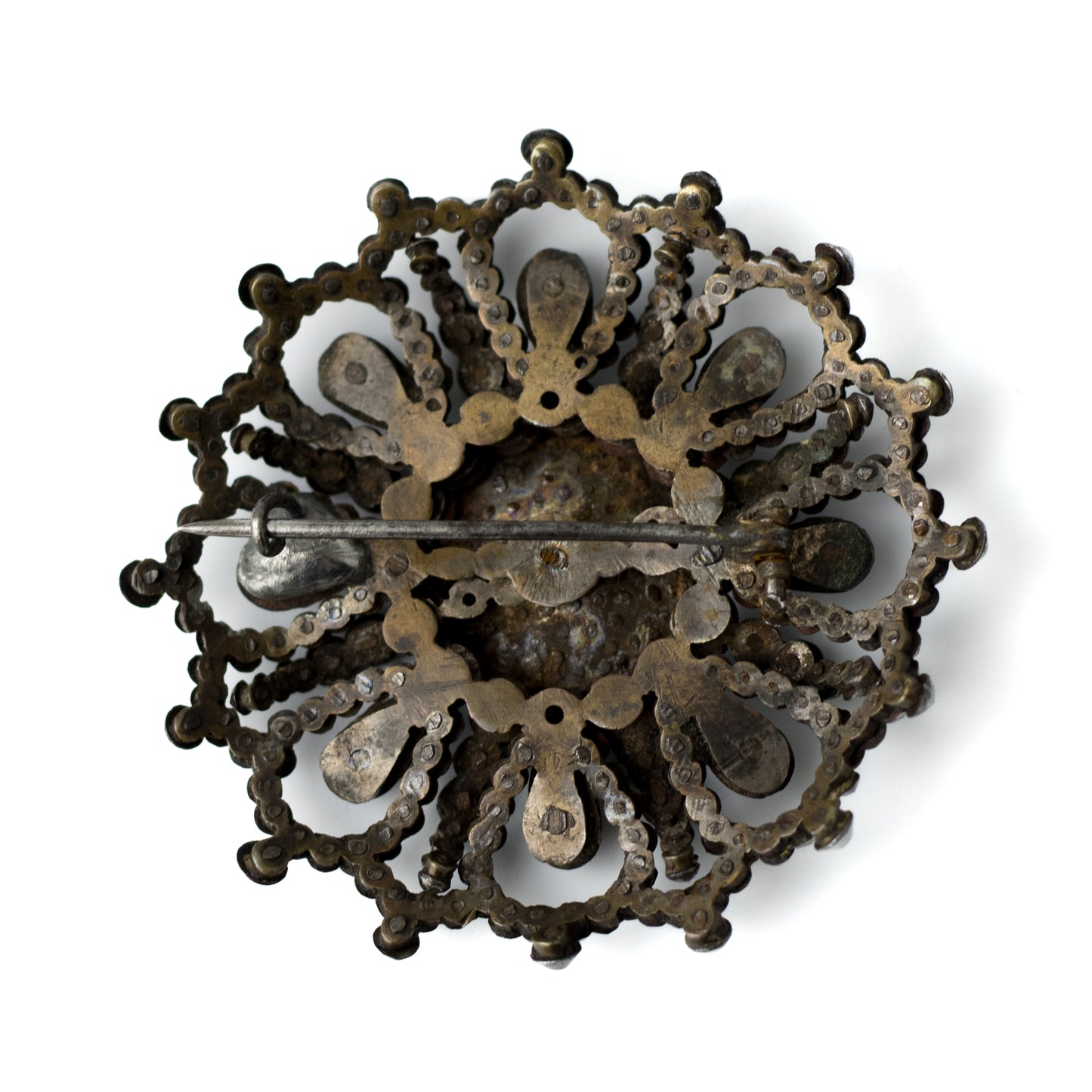 Victorian Cut Steel Brooch with Rotating Center