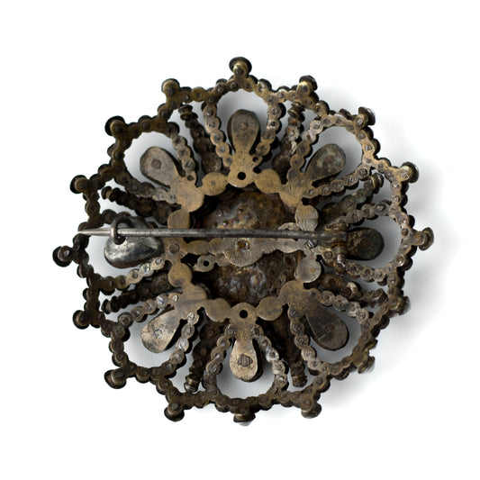 Victorian Cut Steel Brooch with Rotating Center