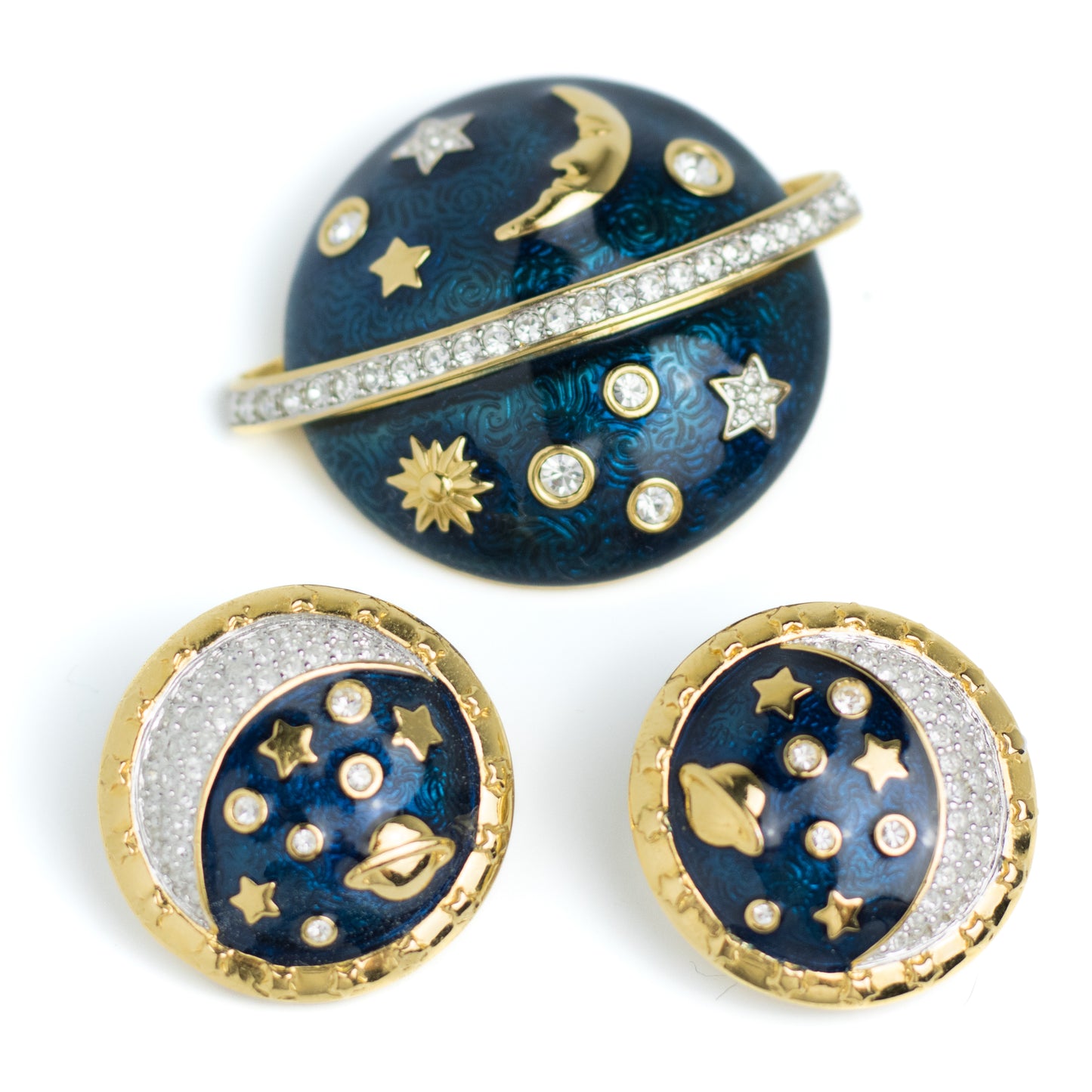 Swarovski Vintage Celestial Jewelry Set of Brooch and Earrings