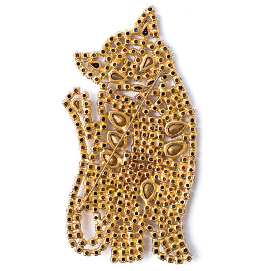 Escada Vintage Crystal Cat Brooch with Original Pouch