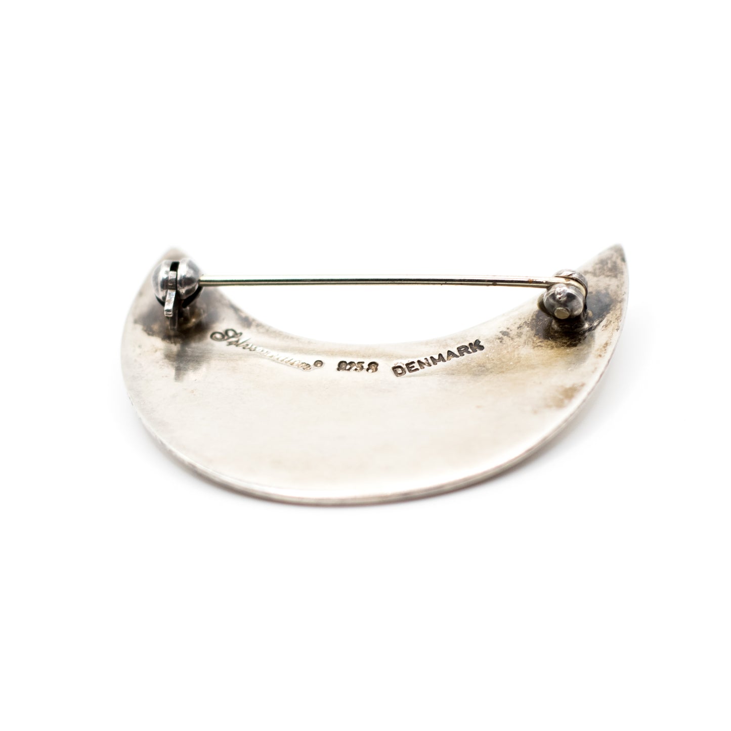 Crescent Moon Vintage Danish Modernist Silver Brooch by Sølvsmeden i Kolding