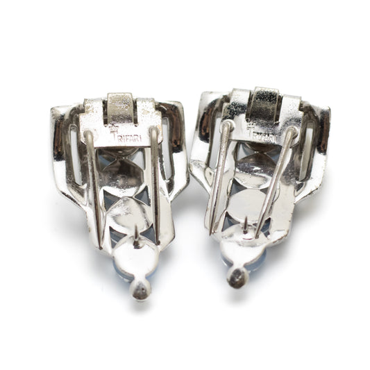 Crown Trifari Art Deco Fur Clips Pair by Alfred Philippe