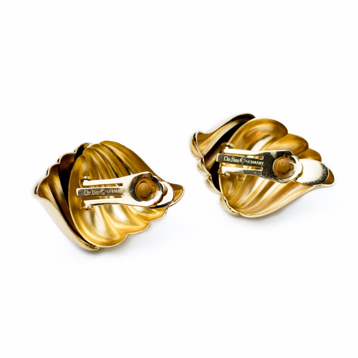Christian Dior Germany Vintage Large Shell Clip-on Earrings