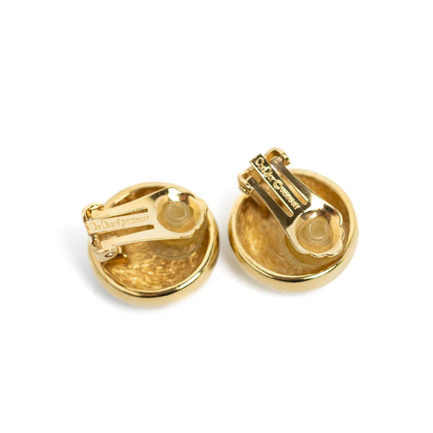 Christian Dior Germany Vintage Gold-Tone Clip-on Earrings with Clear Crystals