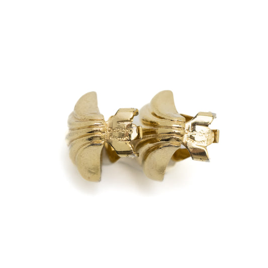 Christian Dior Germany Vintage Clip-On Earrings in Gold Tone Shell Design