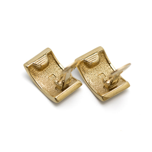 Pierre Lang Black Enamel Stripe Vintage Clip-On Earrings