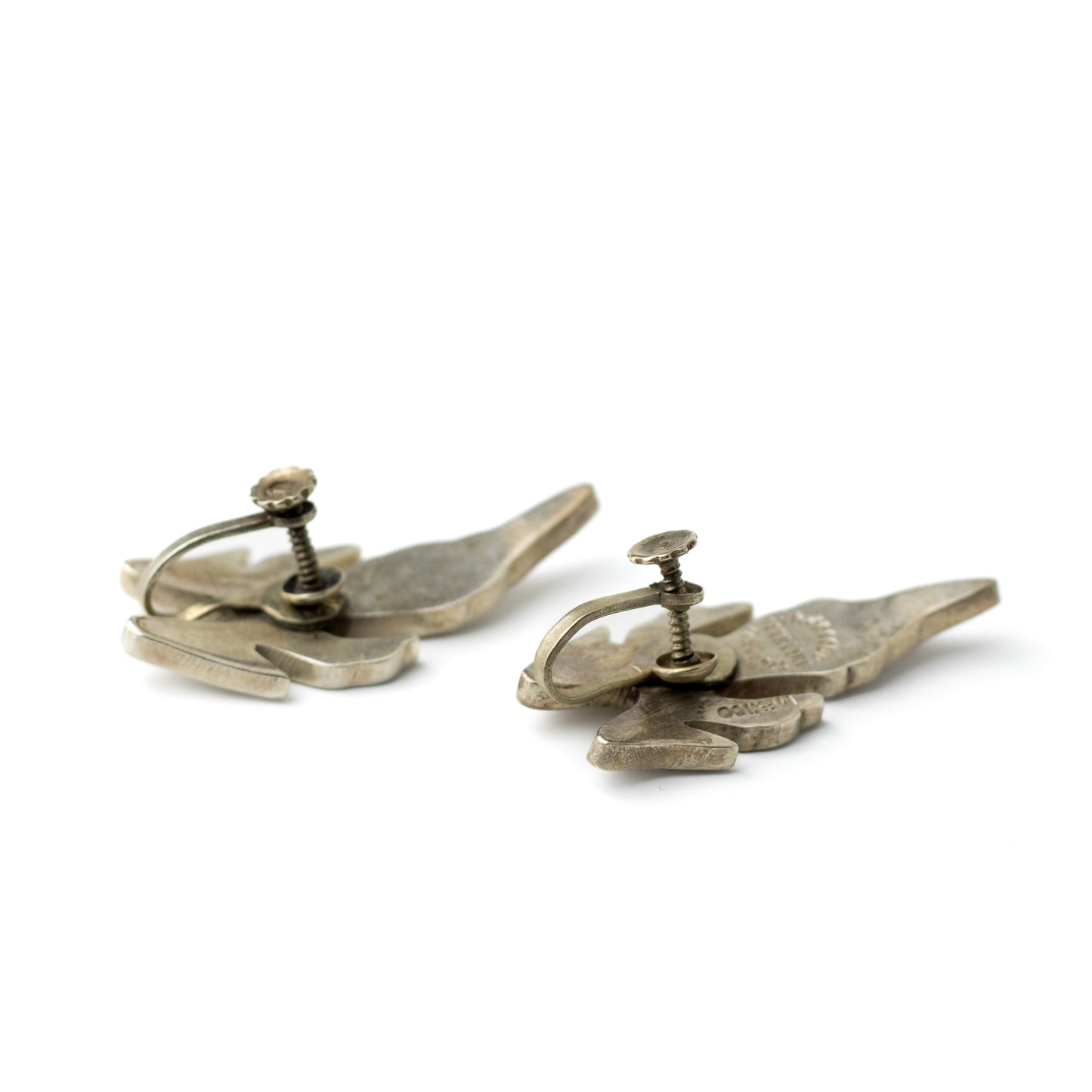 Vintage Taxco Sterling Silver Leaf Clip-on Earrings Signed JN Jacobo