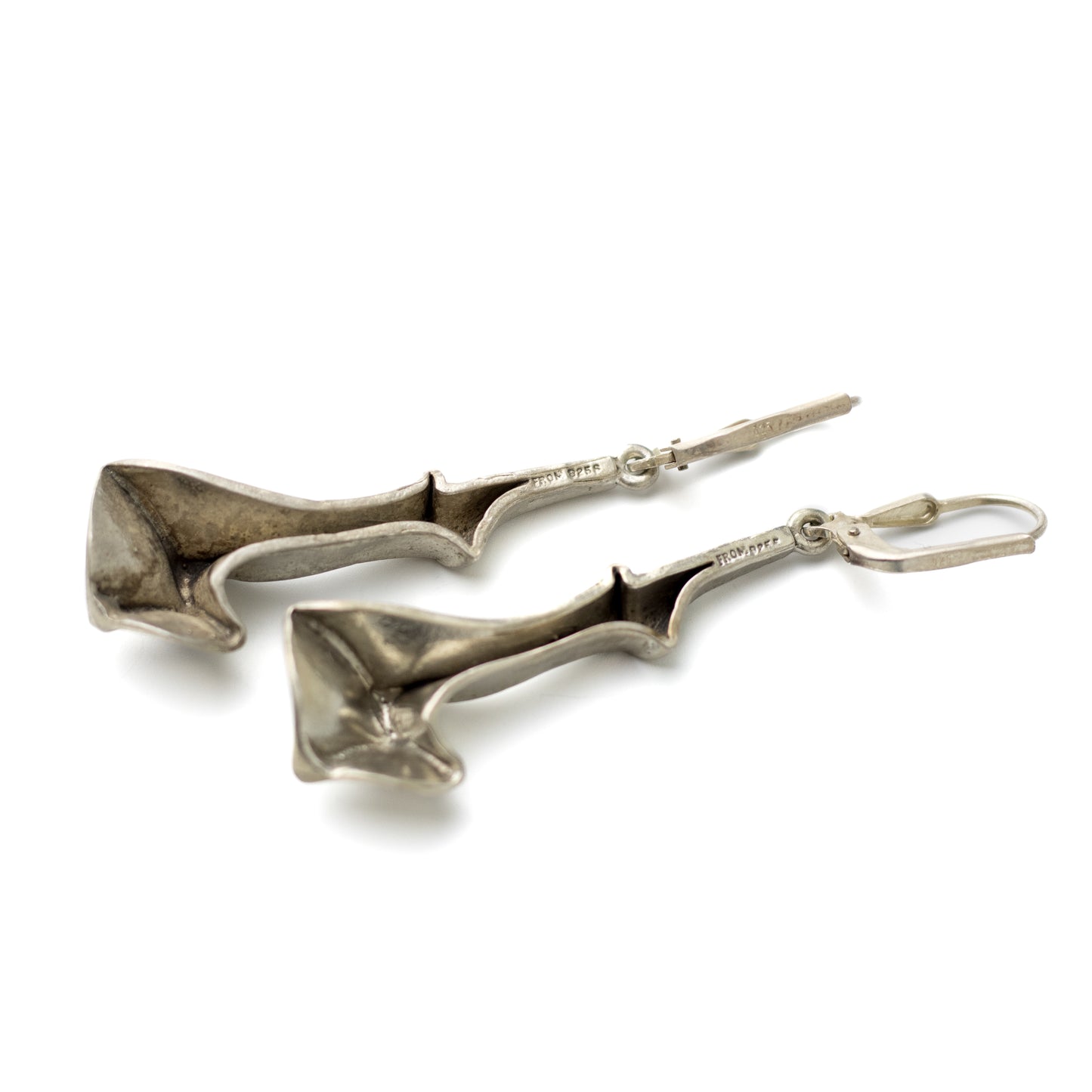 Boucles d'oreilles pendantes vintage en argent sterling de Niels Erik, au design moderniste danois