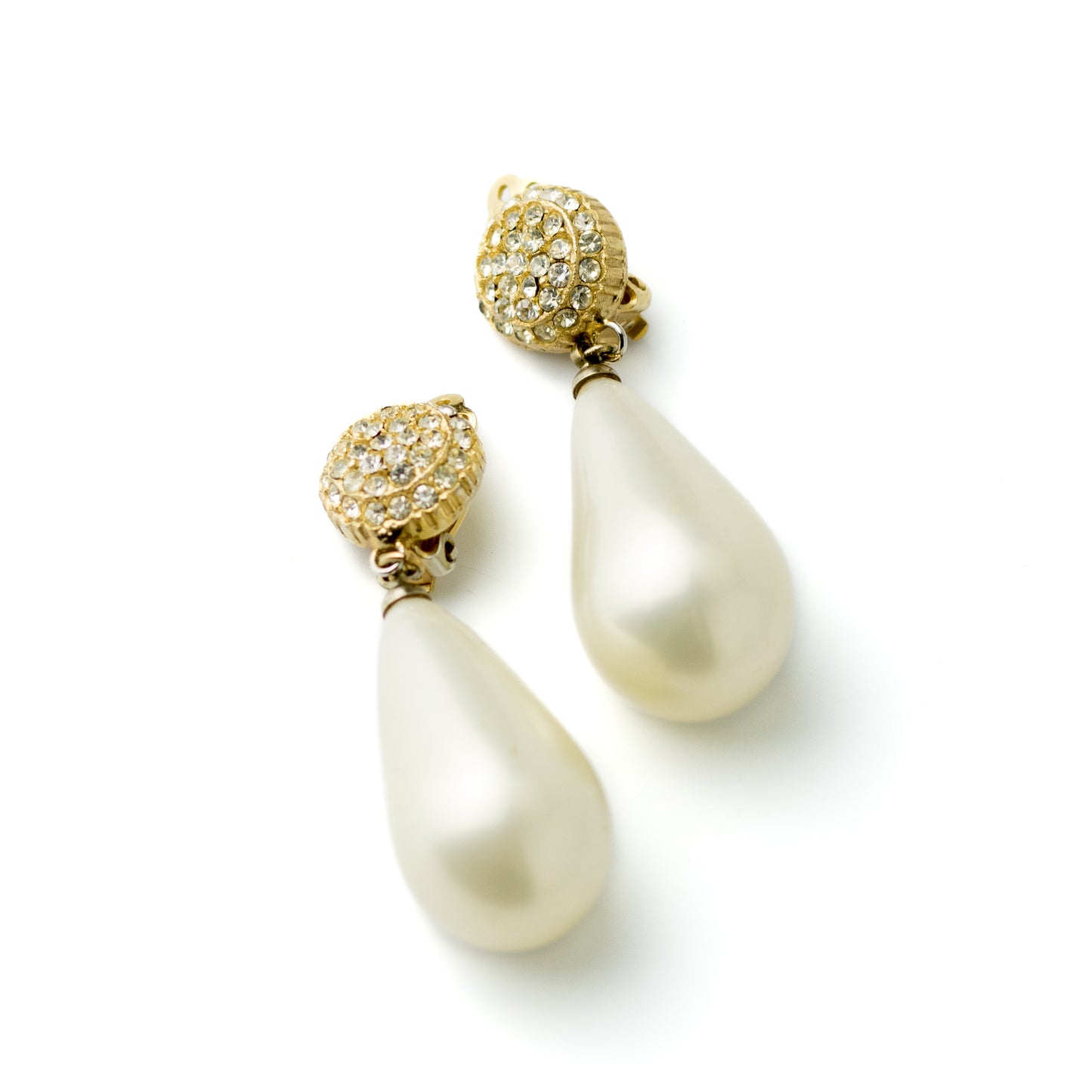 Les Bernard Vintage Dangle Clip-On Earrings with Faux Pearl