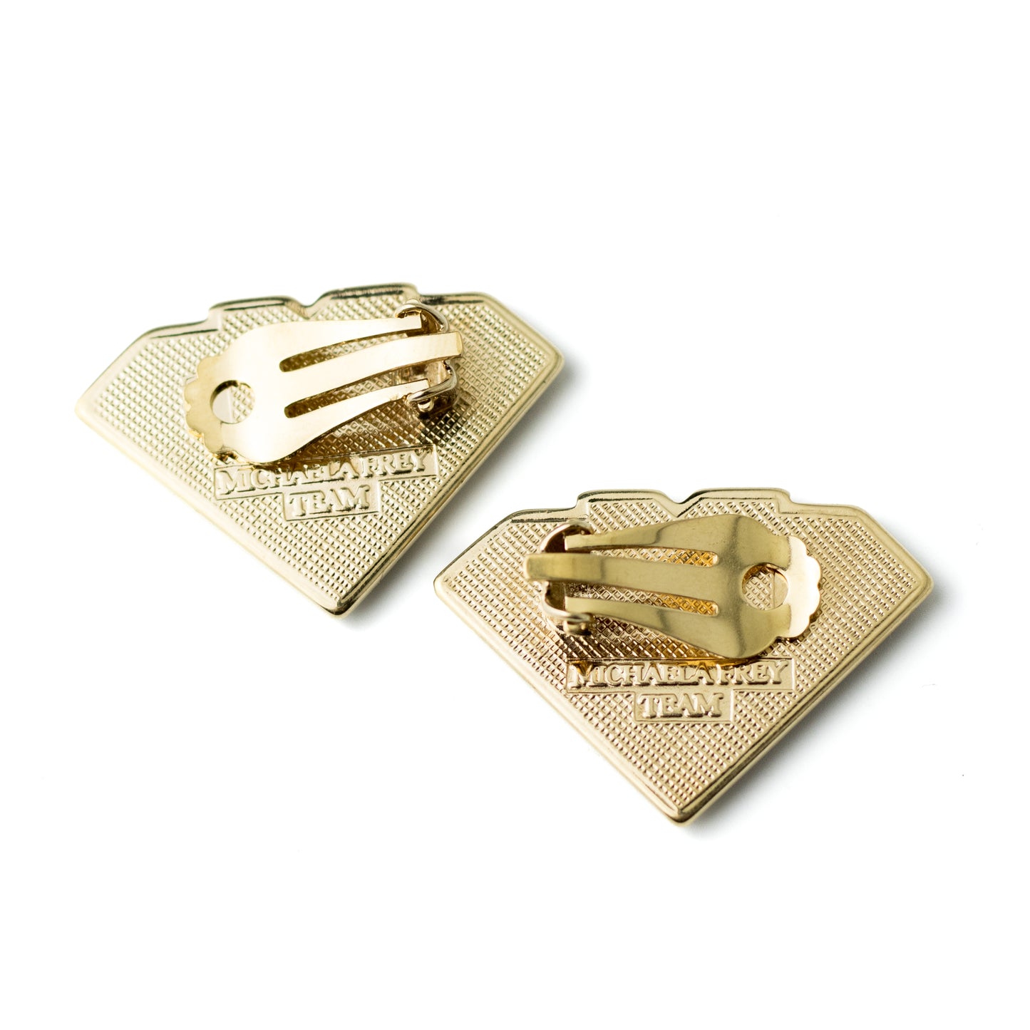 Michaela Frey Team Art Deco Inspired Black and Gold Enamel Vintage Clip-On Earrings