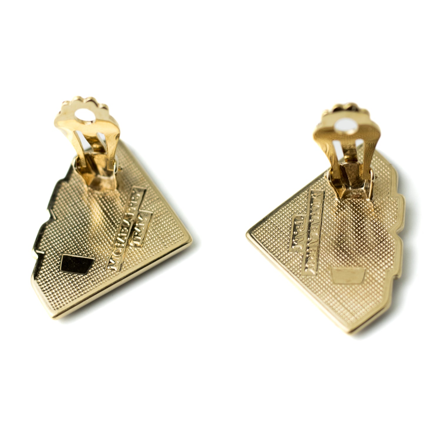 Michaela Frey Team Art Deco Inspired Black and Gold Enamel Vintage Clip-On Earrings