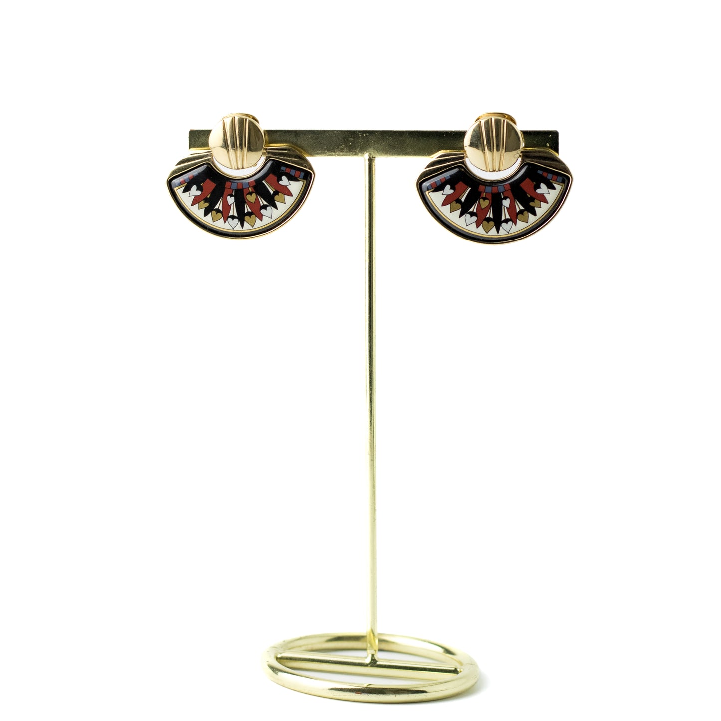 Michaela Frey Team Freywille Vintage Enamel Clip-On Earrings with Heart Motif