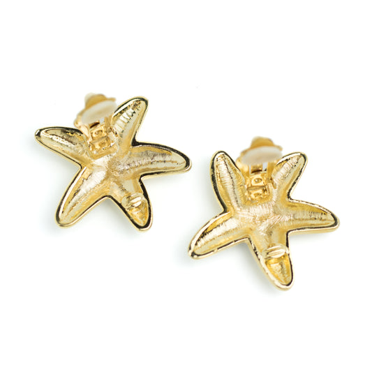 Vintage Starfish Clip On Earrings in Gold and Silver Tone