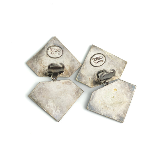 IKUO Paris Vintage Geometric Clip On Dangle Earrings