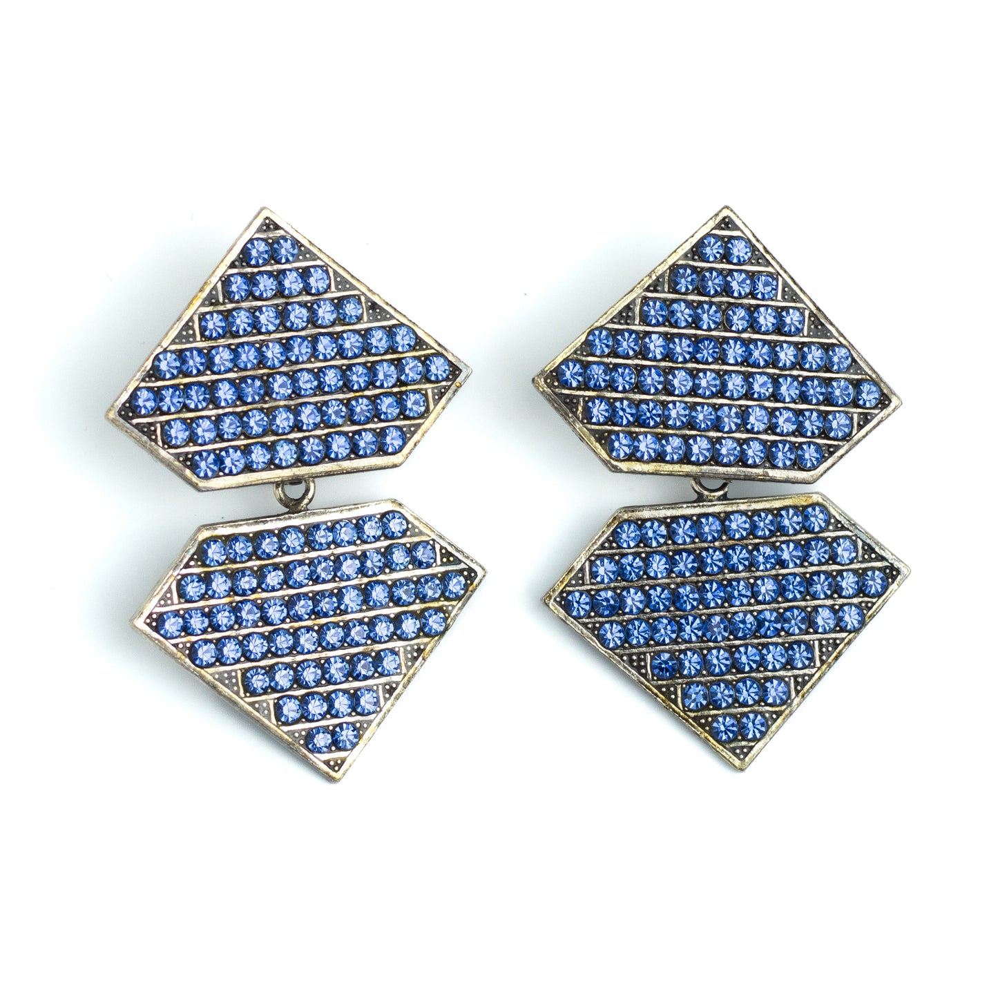 IKUO Paris Vintage Geometric Clip On Dangle Earrings