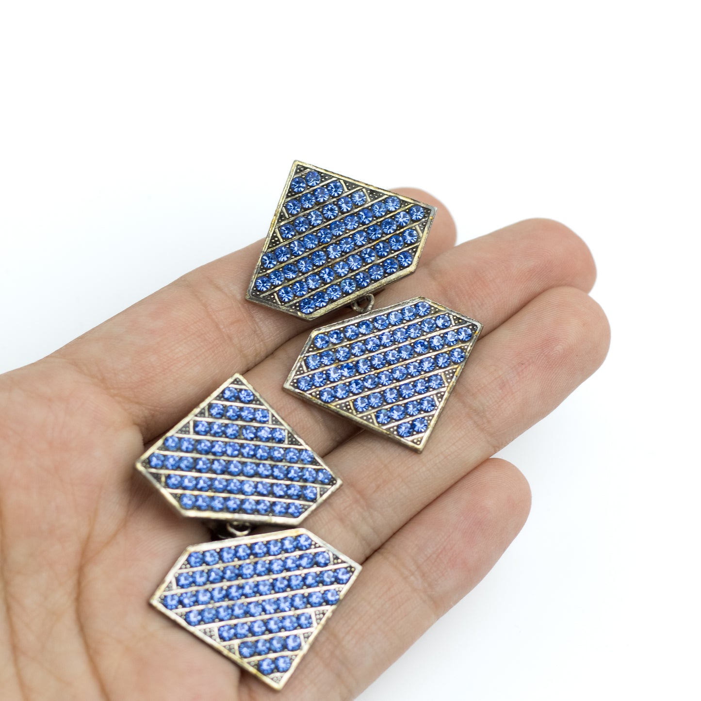 IKUO Paris Vintage Geometric Clip On Dangle Earrings