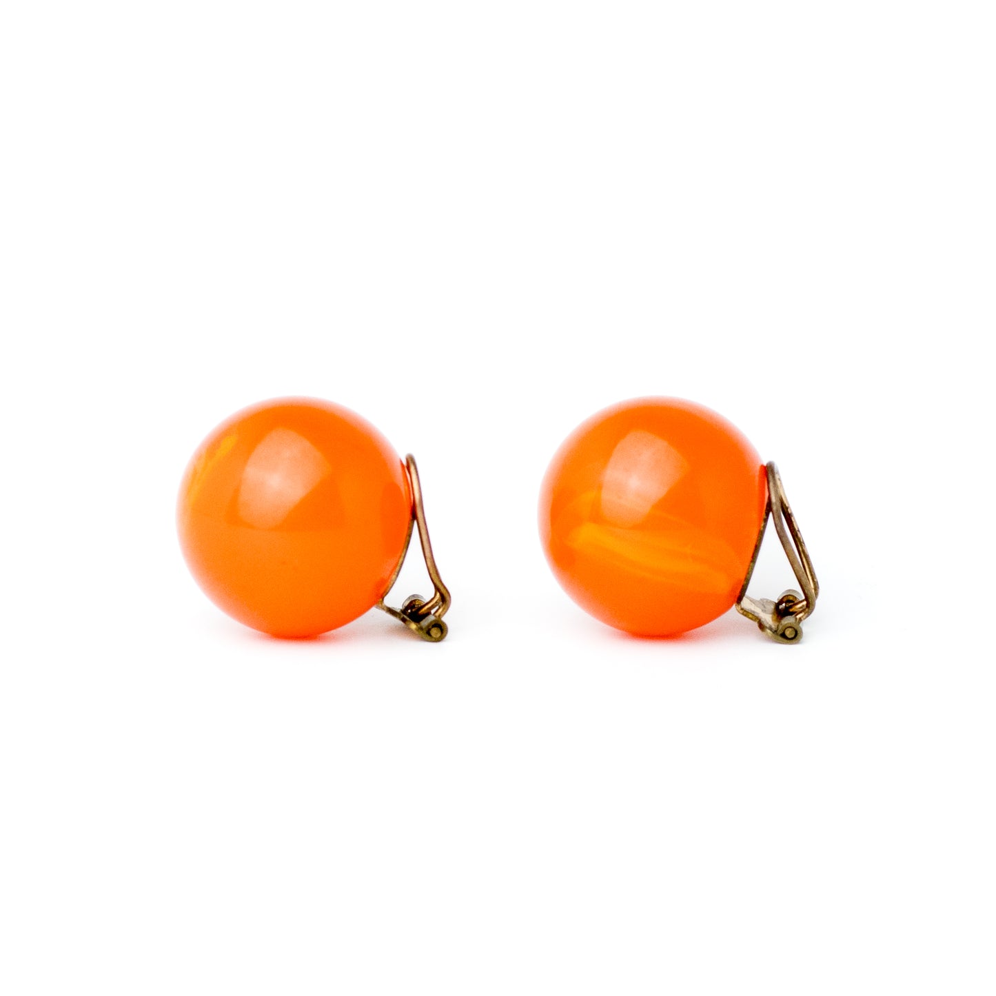 Bakelite Marbled Orange Vintage Clip-On Earrings, 1950s–1960s