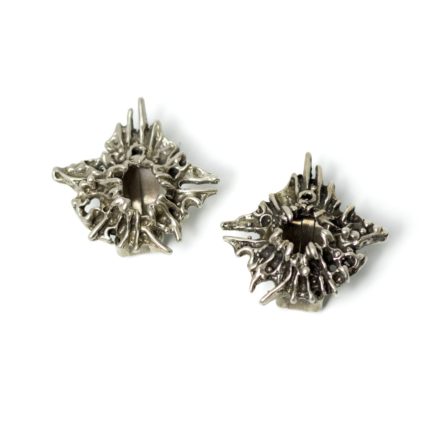 JUHLS Brutalist Sterling Silver Tundra Clip-On Earrings