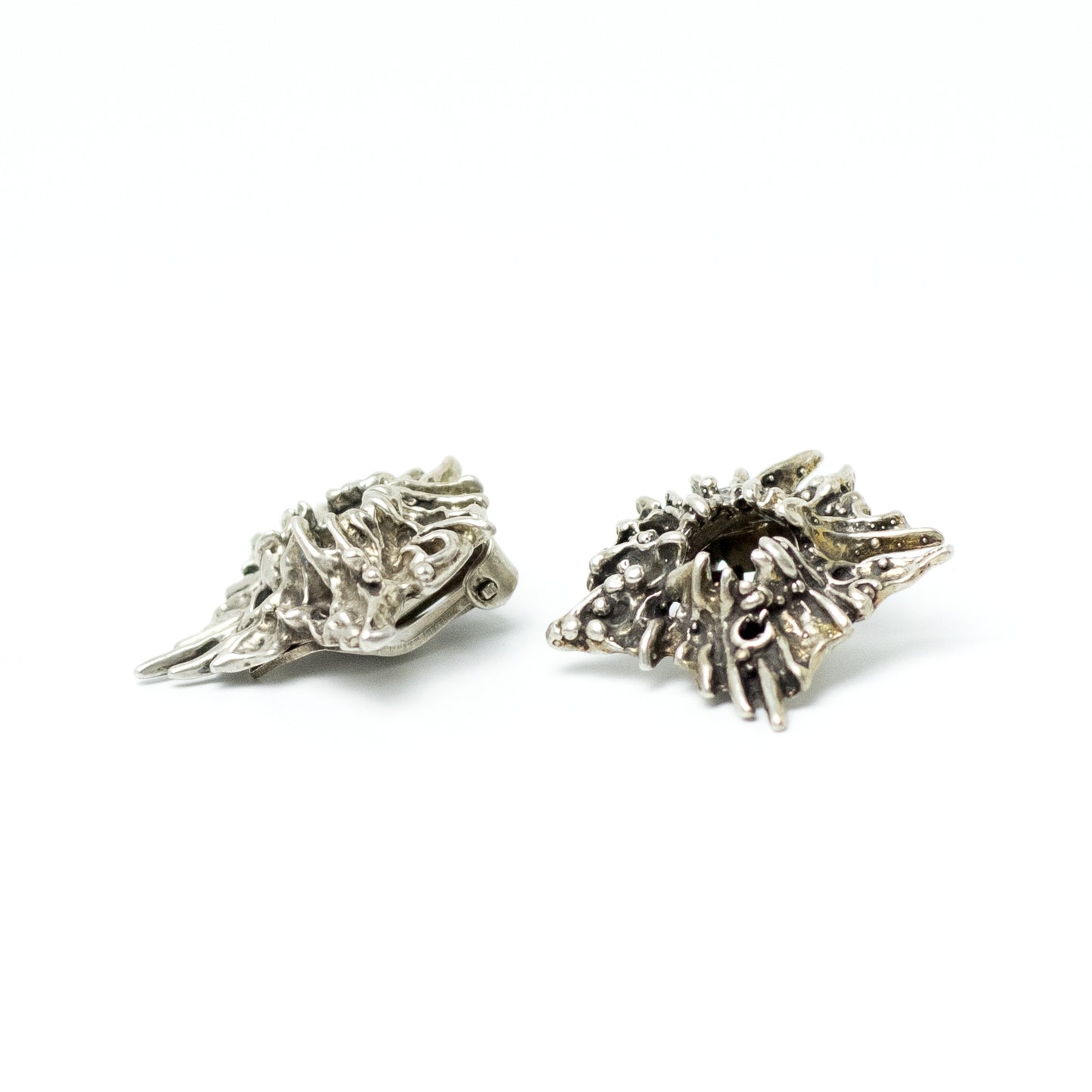 JUHLS Brutalist Sterling Silver Tundra Clip-On Earrings