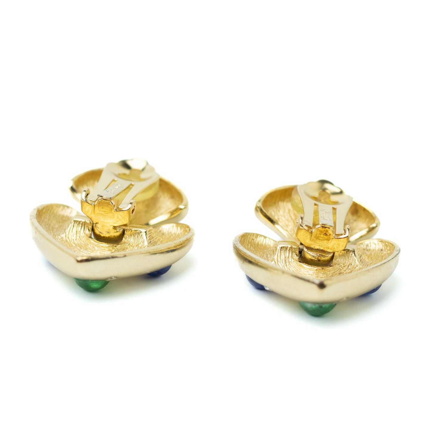 Henkel & Grosse Gold Tone Doorknocker Hearts Vintage Clip On Earrings
